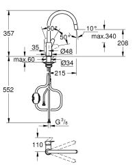 Grohe Bauedge Tek Kumandalı Eviye Bataryası - 30536000
