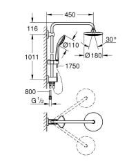 Grohe Euphoria Sistem Duvara Monte Yön Değiştiricili Duş Sistemi - 27421001