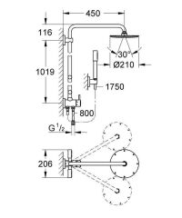 Grohe Rainshower System Duvara Monte Yön Değiştiricili Duş Sistemi - 27361000