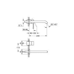 Grohe Essence New İki Delikli Duvardan Lavabo Bataryası - 19967GL1