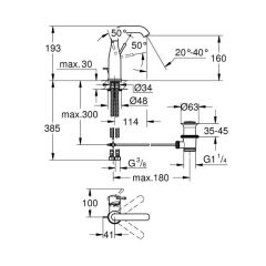 Grohe Essence Tek kumandalı lavabo bataryası M-Boyut - 24173GN1