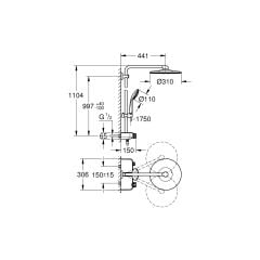 Grohe Euphoria Smartcontrol 310 Duo Duş Sistemi Duvara Monte Termostatik Bataryalı Duş Sistemi 26507GL0