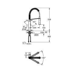 Grohe K7 Tek Kumandalı Eviye Bataryası Çelik 31379Dc0