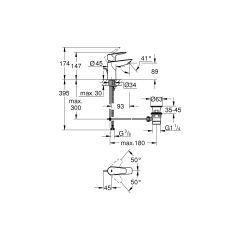 Grohe Bauedge Tek Kumandalı Lavabo Bataryası s-Boyut 23328001