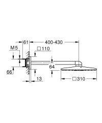 Grohe Rainshower Smartactive 310 Cube Tepe Duşu Seti 430mm 26479AL0