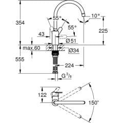 Grohe Eurostyle Cosmopolitan Tek Kumandalı Eviye Bataryası 33975004