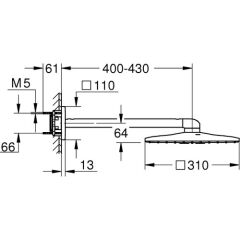 Grohe Rainshower Smartactive 310 Cube Tepe Duşu Seti 430 Mm, 2 Akışlı 26479LS0