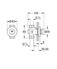 Grohe Euroeco Cosmopolitan T Zaman Ayarlı Ankastre Duş Valfi (36268000)