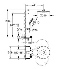 Grohe EUPHORİA SMARTCONTROL 310 DUO DUŞ SİSTEMİ DUVARA MONTE TERMOSTATİK BATARYALI DUŞ SİSTEMİ - 26507AL0