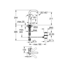 Grohe Essence Tek Kumandalı Lavabo Bataryası 1/2″ L-Boyut 32628DC1