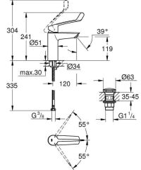 Grohe Eurosmart Tek Kumandalı Lavabo Bataryası M-Boyut - 23983003