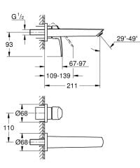 Grohe Eurosmart Duvardan Lavabo Bataryası Mat siyah - 293382433