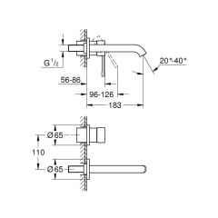 Grohe Essence İki delikli lavabo bataryası M-Boyut - 29192DA1