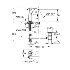 Grohe Essence Tek kumandalı lavabo bataryası M-Boyut - 24173DL1