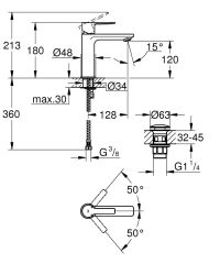 Grohe Lineare Tek kumandalı lavabo bataryası S-Boyut - 23106AL1