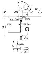 Grohe Eurosmart Fotoselli lavabo bataryası Pilli M-Boyut - 239752433