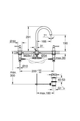 Grohe Atrio 3 delikli lavabo bataryası L-Boyut - 20649000