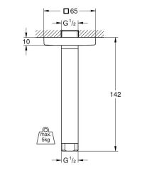 Grohe Rainshower® Tepe Duşu Tavan İniş Borusu 151 mm - 27485000