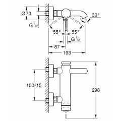Grohe Essence Banyo Bataryası Cool Sunrise - 33624GL1