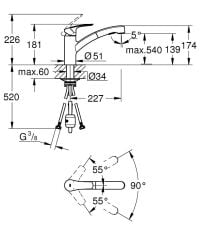 Grohe Eurosmart Eviye Bataryası Mat Siyah - 303052431