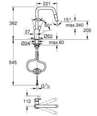 Grohe Eurosmart Eviye Bataryası Çelik Gövde - 30619DC0