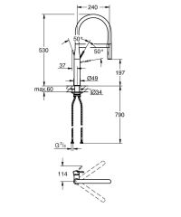 Grohe Essence New Eviye Bataryası Çelik Gövde - 30503DC0