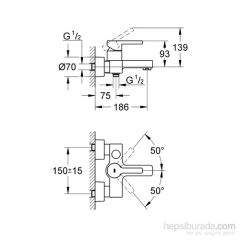 Grohe Lineare Tek Kumandalı Banyo Bataryası 33849000