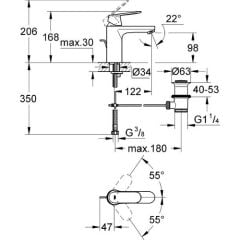 Grohe Eurocosmo Kumandalı Lavabo Bataryası Orta Yükseklik 23325000