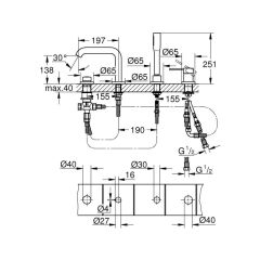 Grohe Essence Dört Delikli Küvet Bataryası - 19578A01