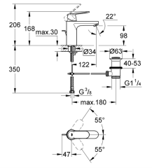 Grohe Eurocosmo Tek Kumandalı Lavabo Bataryası - 23327000