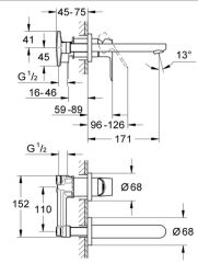 Grohe BauEdge 2 Delikli Duvardan Lavabo Bataryası - 20474000