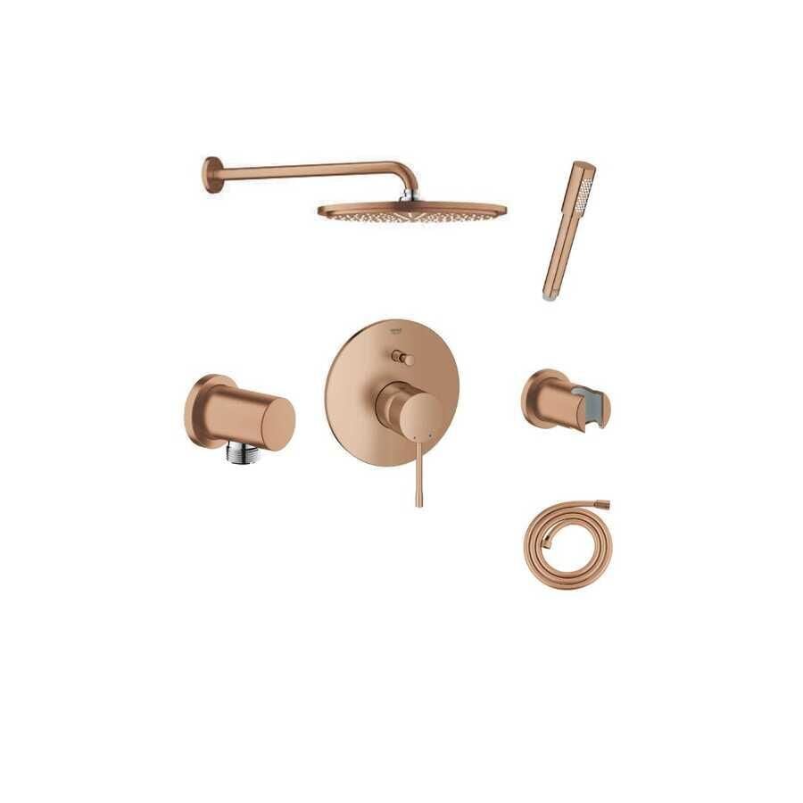 Grohe Essence New Ankastre Duş Bataryası Seti, Fırçalanmış Bronz Warm Sunset - 19285DL1-SET1