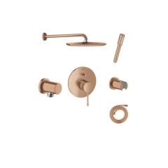 Grohe Essence New Ankastre Duş Bataryası Seti, Fırçalanmış Bronz Warm Sunset - 19285DL1-SET1