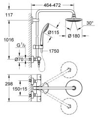 Grohe Euphoria Sistem Duvara Monte Termostatik Bataryalı Duş Sistemi - 27296001
