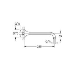 Rainshower Grandera Duş başlığı dirseği 285 mm Krom/Altın 27986IG0