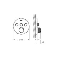 GROHTHERM SMARTCONTROL ÜÇ VALFLİ AKIŞ KONTROLLÜ, ANKASTRE TERMOSTATİK DUŞ BATARYASI 29121AL0