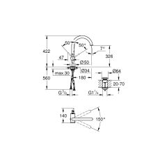 Atrio Tek kumandalı lavabo bataryası XL-Boyut 32647AL3