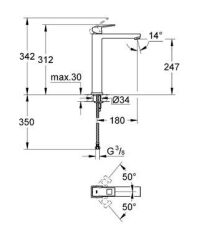 Grohe Eurocube Tek Kumandalı Lavabo Bataryası XL- Boyut - 23406000