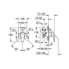 Grohe BauEdge Tek kumandalı banyo bataryası - 29353001