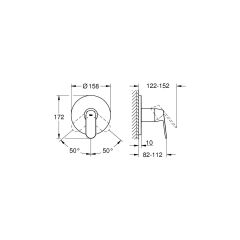 Grohe Eurosmart Cosmo. Ankastre Duş Bataryası 1 çıkışlı- 24044000