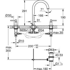 Grohe Atrio 3 delikli lavabo bataryası 1/2'' M-Boyut - 20009DC3