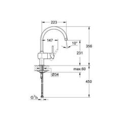 Grohe Eviye Bataryası Döner Borulu Minta Krom - 32917000