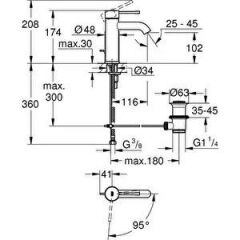 Grohe Essence Tek kumandalı lavabo bataryası S-Boyut - 24180001